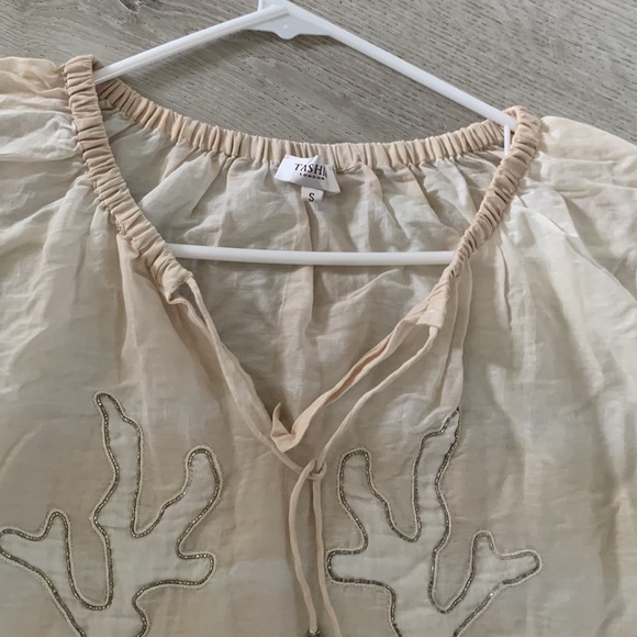 TASHIA London Boho tassels beaded coral Top Size‎ Small Summer cream vacation - Picture 13 of 13